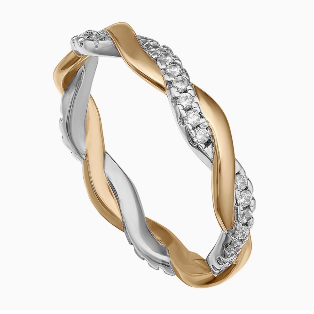 18K Gold Over Sterling Silver Ring Cubic Zirconia - Picture 2 of 7